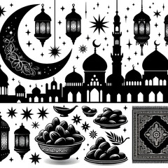 set of islamic religious symbols