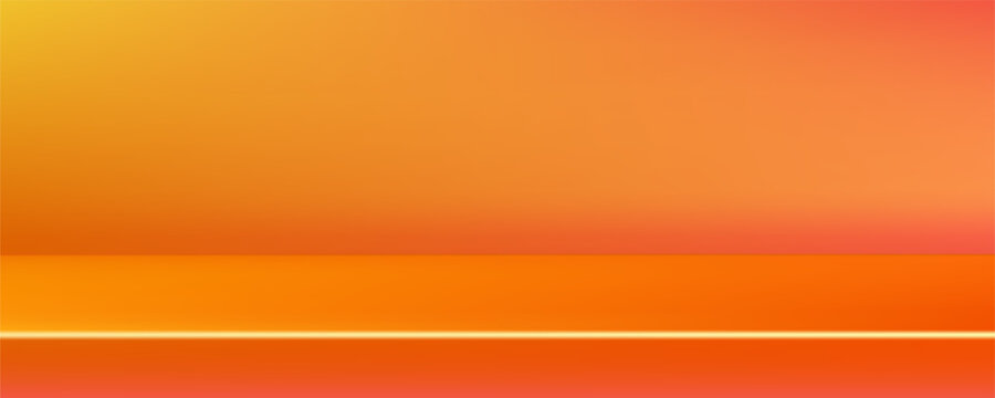 3d abstract autumn studio room background. Orange, brown dark gradient empty wall backdrop. Back ground horizontal mockup product season presentation. Empty scene platform. Promotion vector display.