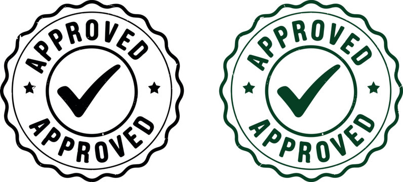 Approved stamp icons certification seal symbols quality assurance logos