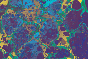 Abstract Ebru marbling art background with swirling liquid ink texture