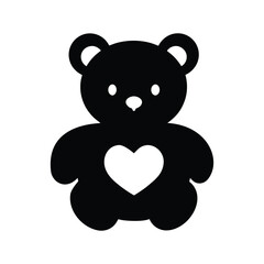 Obraz premium Valentine teddy bear silhouette holding heart romantic design on white background Vector illustration