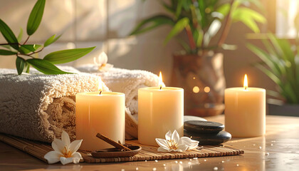 Warm candle spa background