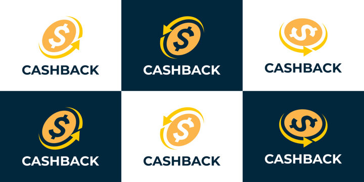Set of cashback logo template. Money cash dollar with arrow logo design vector illustration.