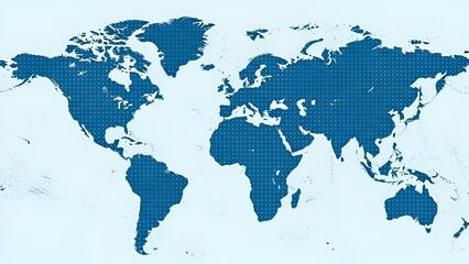 Detailed Global Cartography Blueprint Mapping Continents with Dotted Grid Pattern Visualization