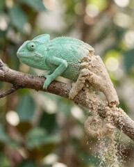 Fototapeta premium Chameleon Perched on Branch in Natural Habitat