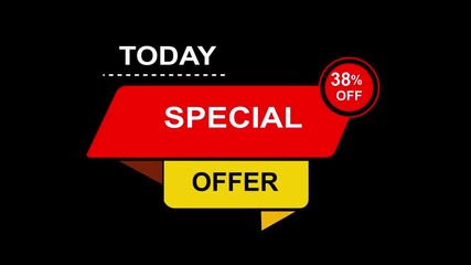 Special offer discount tags and shop now. Special Offer! 38% Off Sale Tag Animation: Business and Savings Concept, Sale promo marketing, Stroke For Sale Discount Promotion Business Concept