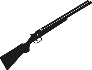 Hunting rifle icon in black style isolated on white background. Hunting symbol stock vector illustration