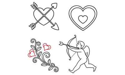 Valentine&rsquo;s-Day outline or line icon design bundle.