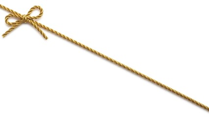 Golden rope with bow isolated on white