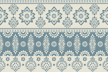 Ethnic oriental pattern traditional border.Saree Sarong Motifs African boho Ikat floral embroidery Seamless damask wallpaper pattern. Vintage background abstract design for texture, fabric, clothing