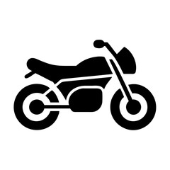 Black silhouette icon of a classic motorcycle, perfect for transport and vehicle design