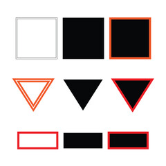 Geometric shapes square triangles and rectangles in various colors and outlines