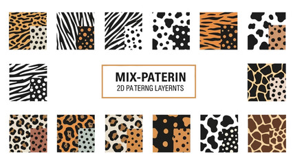 Animal Print Patterns Collection Mix Design.