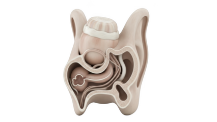 3d medical illustration of the human inner ear anatomy cross section png isolated transparent background