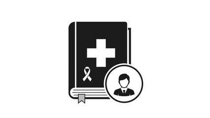 Fototapeta premium Medical Book with Cross and Ribbon Icon.