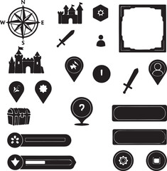 Collection of navigation and adventure icons