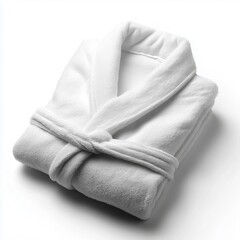 Folded White Terrycloth Bathrobe