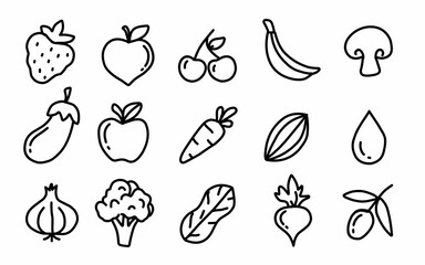 Collection of hand drawn fruit and vegetable