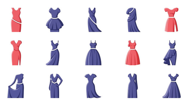Collection of Various Dresses in Different Colors.