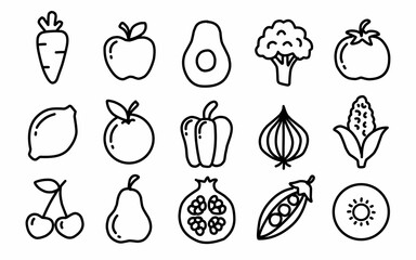 Collection of hand drawn fruit and vegetable