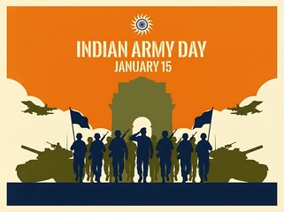 Patriotic Indian Army Day Poster with Military Tribute