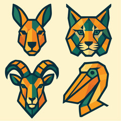 Geometric Animal Heads Illustration Set