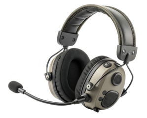High quality gaming headset with microphone on black background