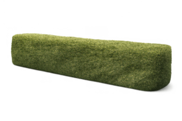 Green hedge with a rectangular box shape, acting as a garden shrubbery element with transparent background