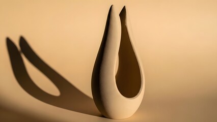 A sculpture with teardrop shaped cutouts casting shadows