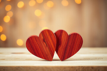 red heart on wood background