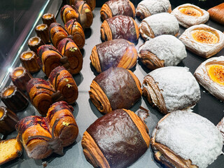 Gourmet puff pastry with chocolate and cream filling
