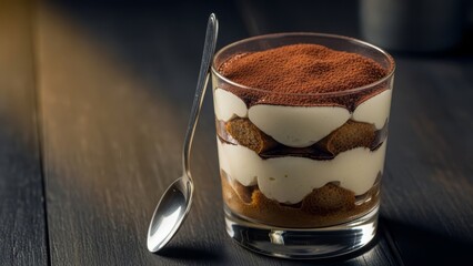 Tiramis? dessert in glass cup on Page Page.