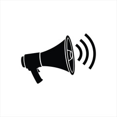 A grayscale icon depicting a solid megaphone for announcements