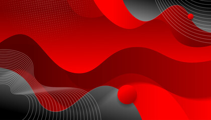Modern Red and Black Abstract Wave Background with Dynamic Flow