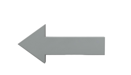 A grey arrow, pointing left, against a black background. Simple, bold design