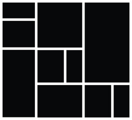Empty Collage Photo Template. 10 Vector photo collage. grid collage template for picture album presentation. interior photo presentation by collage.