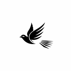 Obraz premium Black flying bird illustration on white background for design and concept