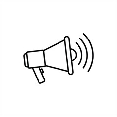 Simple megaphone outline icon for communication and announcement concepts