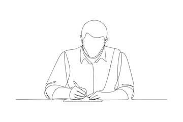 Simple Man Writing Sketch