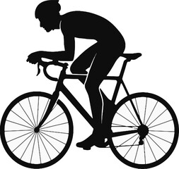 Obraz premium Professional road cyclist silhouette in aerodynamic racing position on a road bike 