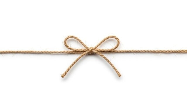 Natural jute twine bow on white background