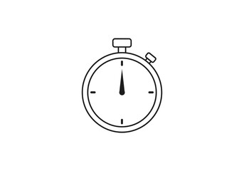 Vector illustration of a stopwatch Minimalist Stopwatch Illustration with Black Outline and Classic Design Elements.