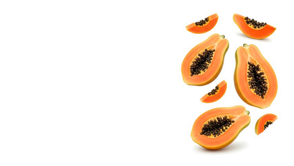 Fresh Papayas Isolated With Copy Space &ndash; 16:9
