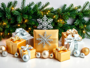 christmas gift boxes and decorations