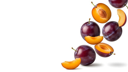 Fresh Plum Isolated With Copy Space &ndash; 16:9