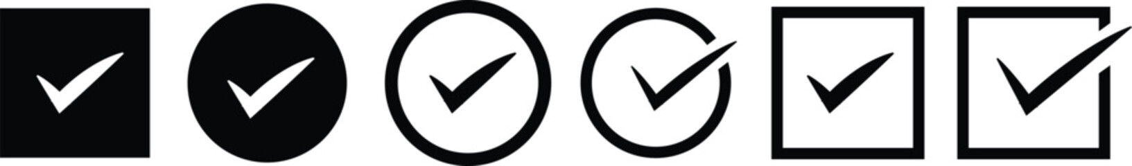 Check Mark Icons Set in Circle and Square Solid Styles