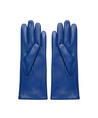 Obraz premium Pair of blue leather gloves isolated. Elegant winter fashion accessory.