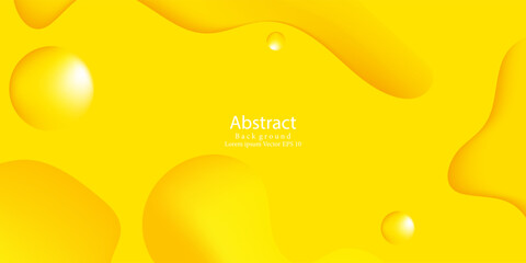Abstract Yellow Liquid Background with Glossy Fluid Shapes and Soft Bubbles. Modern concept for graphic design, background, web design, poster, banner, book, slideshow.