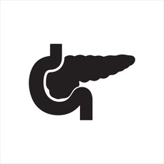  Silhouette pancreas and duodenum anatomical organ medical vector illustration