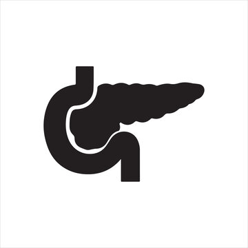  Silhouette pancreas and duodenum anatomical organ medical vector illustration